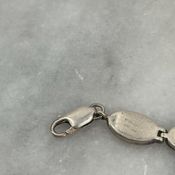 Sterling silver opal inlay oval link bracelet - Picture 5 of 7